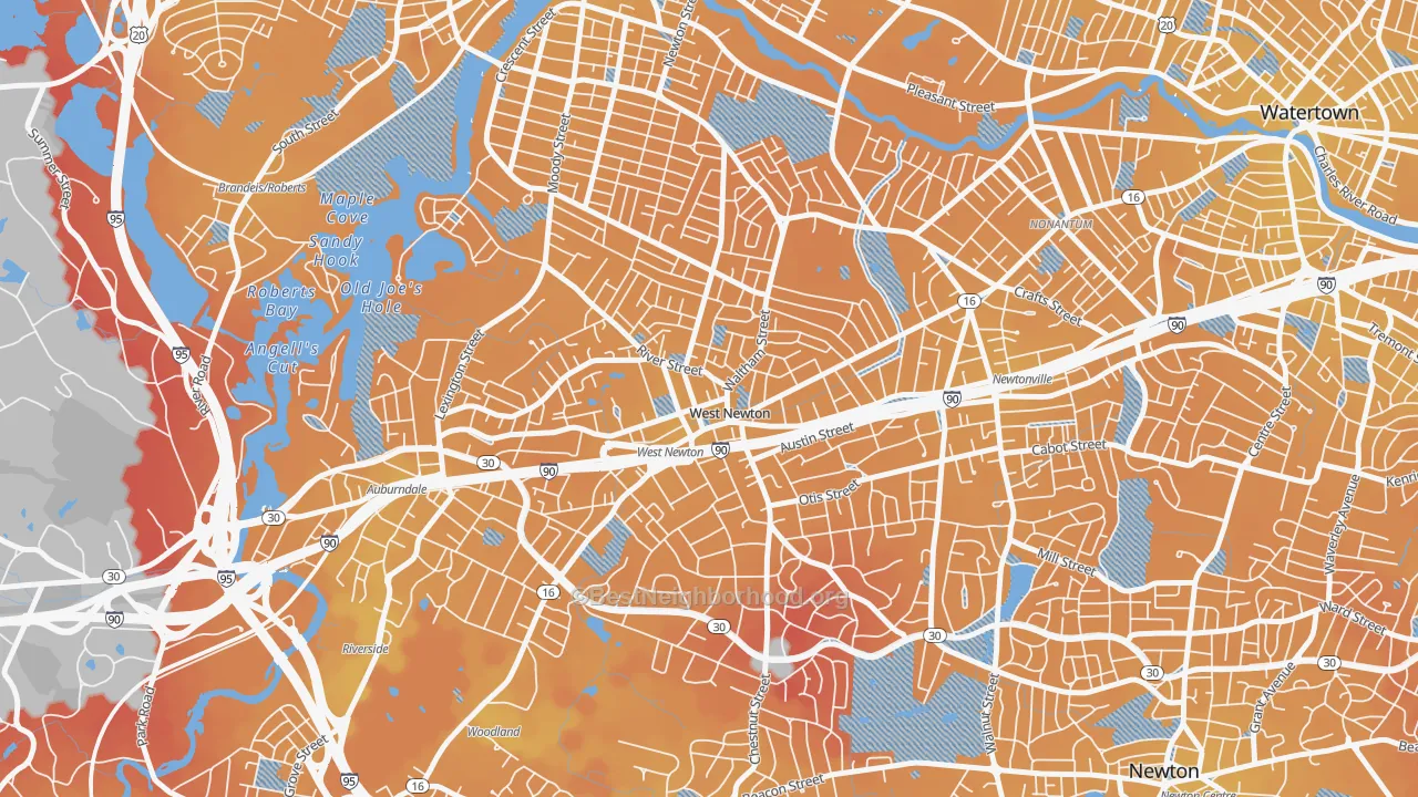 Transit Grade map of 02465, MA