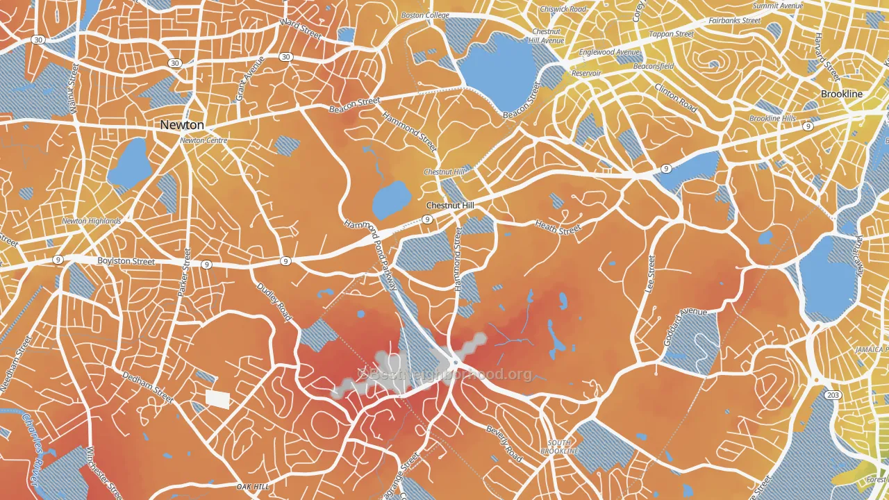 Transit Grade map of 02467, MA