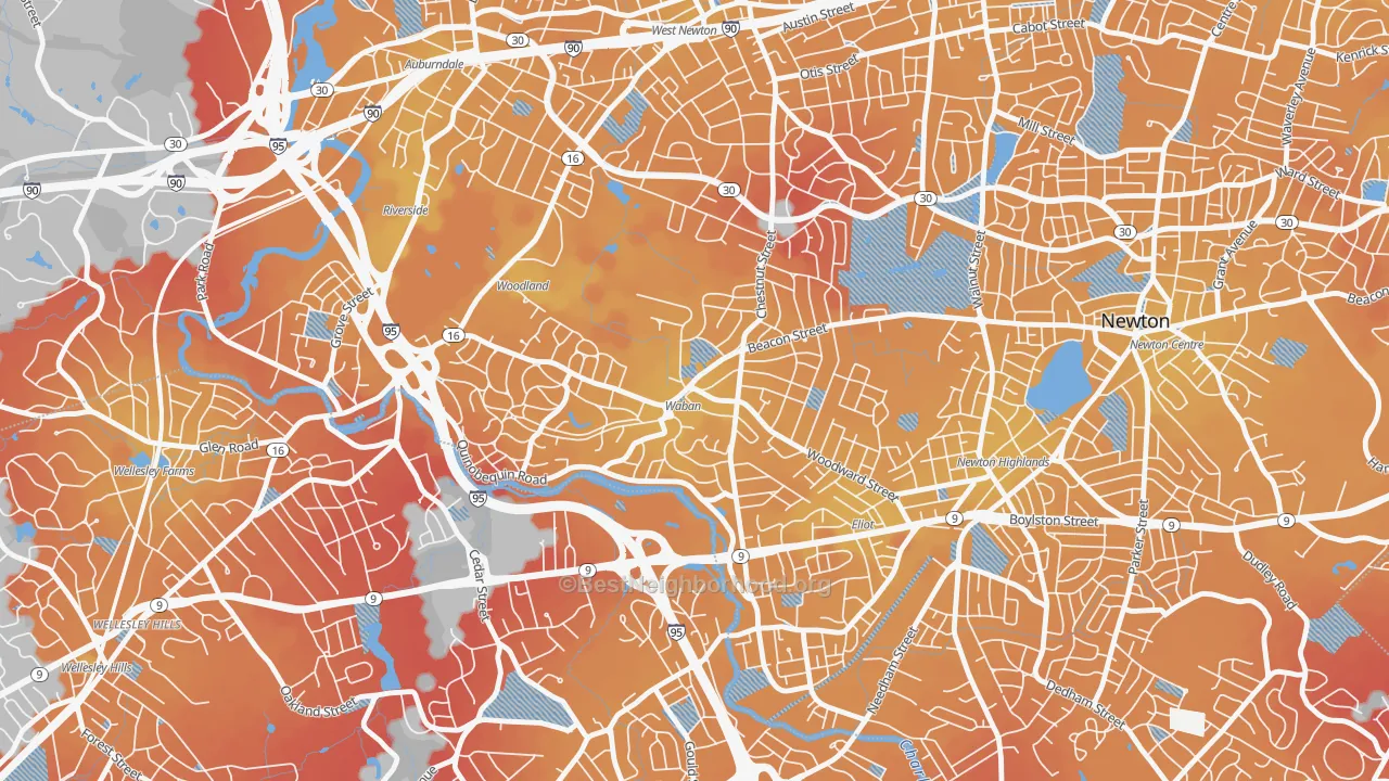 Transit Grade map of 02468, MA
