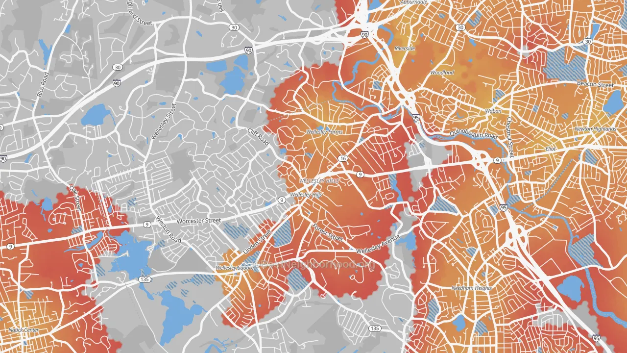 Transit Grade map of 02481, MA