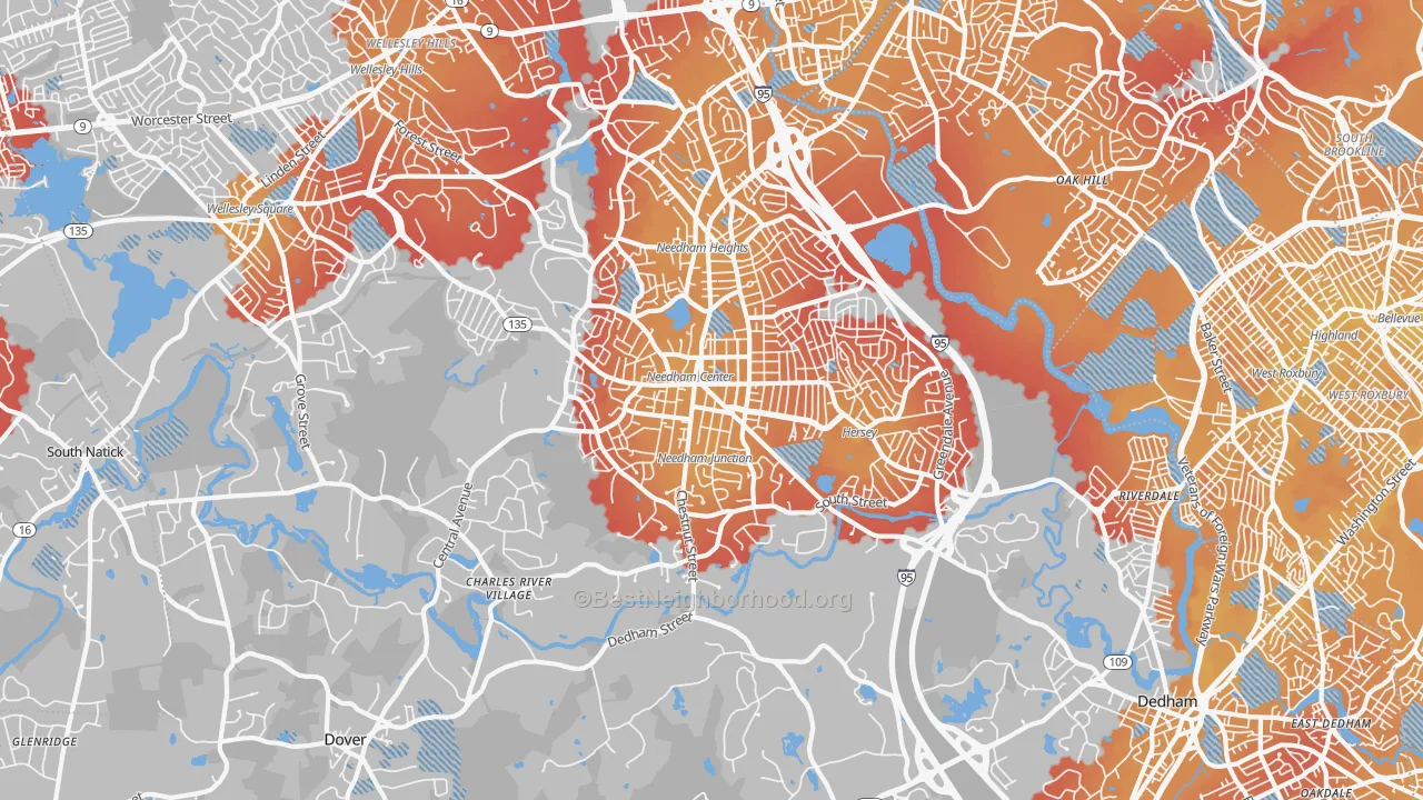 Transit Grade map of 02492, MA