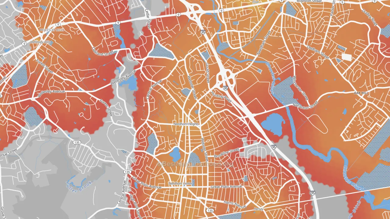 Transit Grade map of 02494, MA