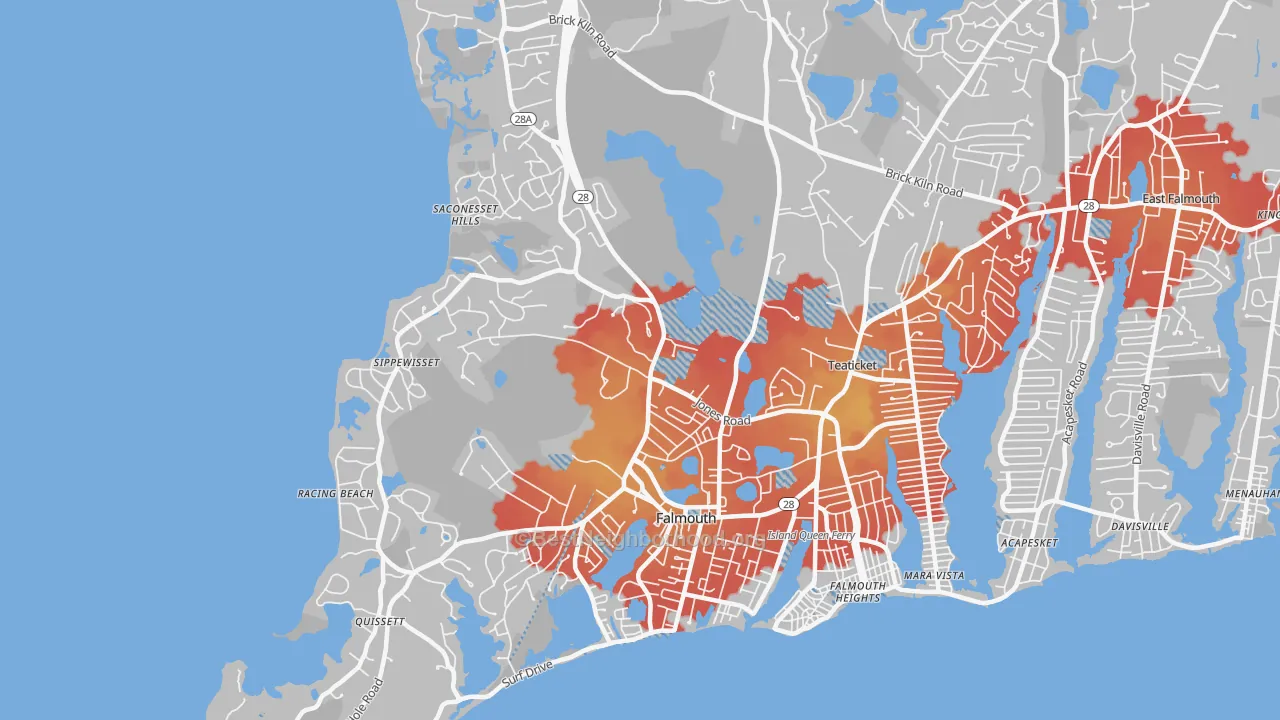 Transit Grade map of 02540, MA