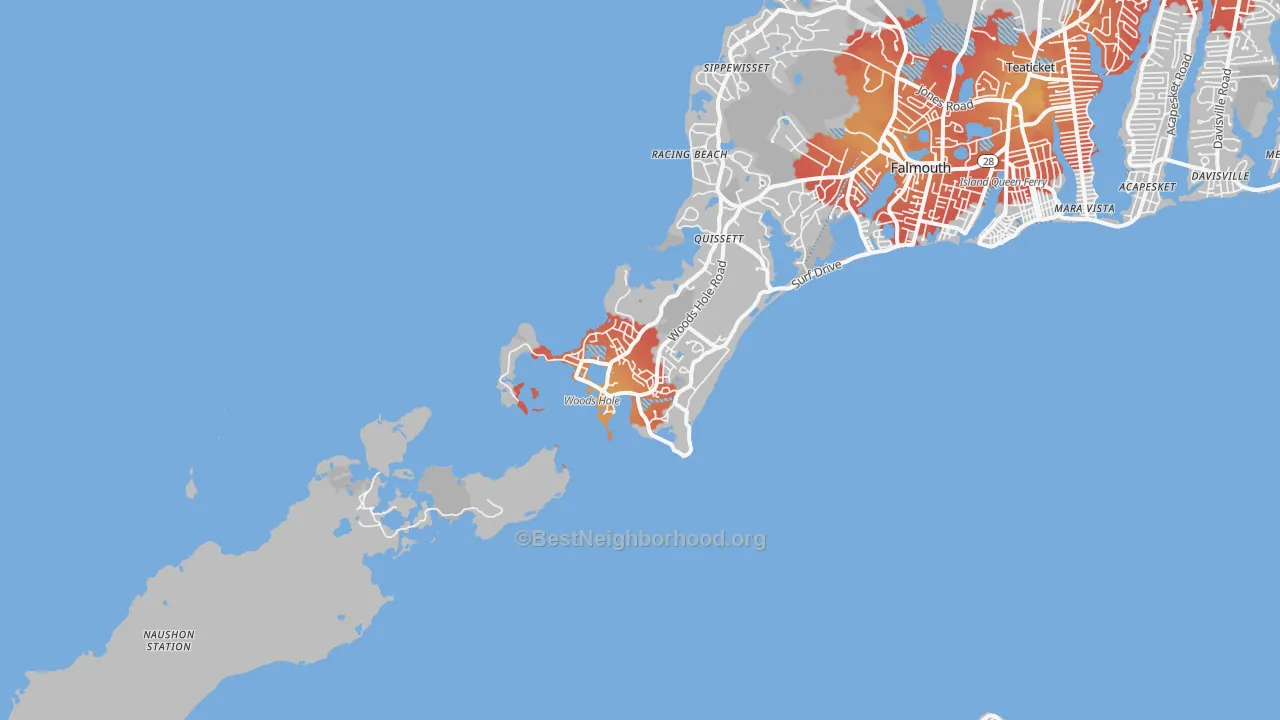 Transit Grade map of 02543, MA