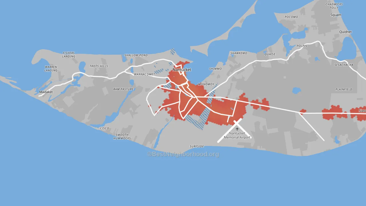 Transit Grade map of 02554, MA