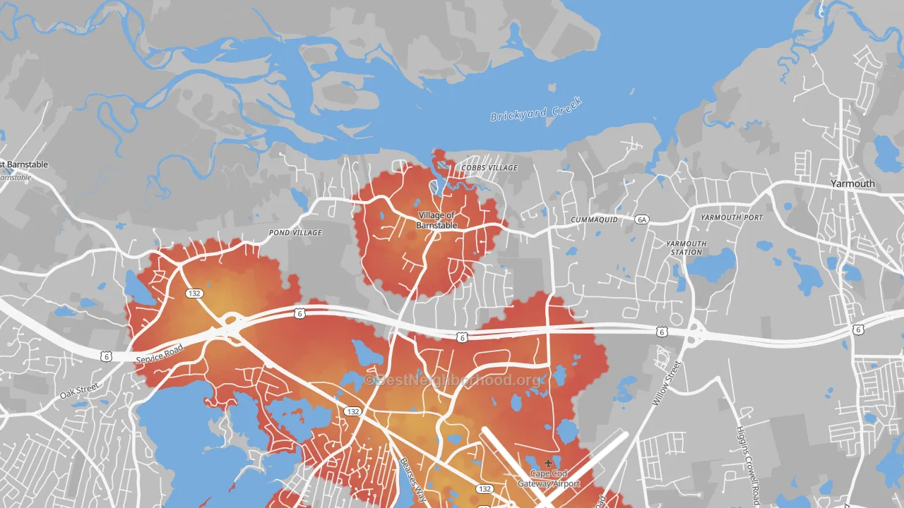 Transit Grade map of 02630, MA