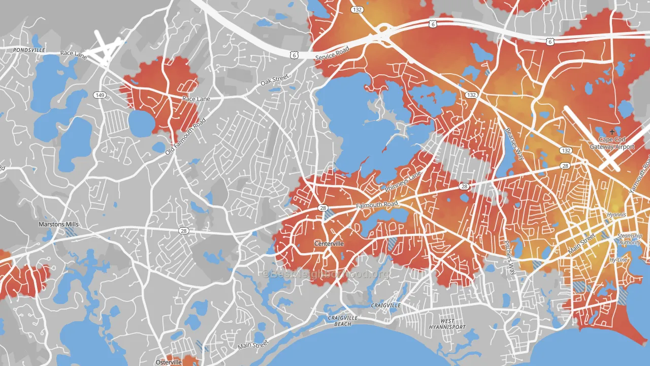 Transit Grade map of 02632, MA
