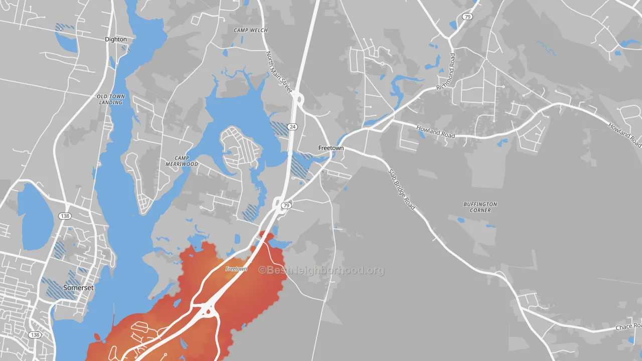 Transit Grade map of 02702, MA