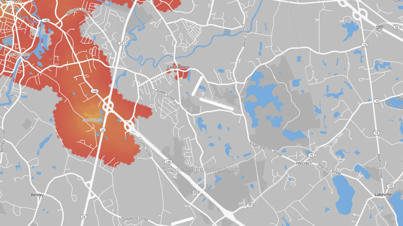 Transit Grade map of 02718, MA