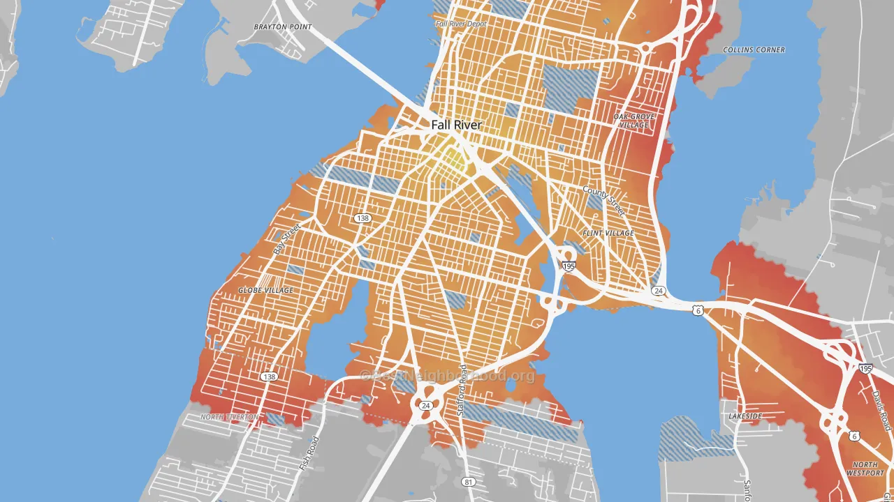 Transit Grade map of 02721, MA