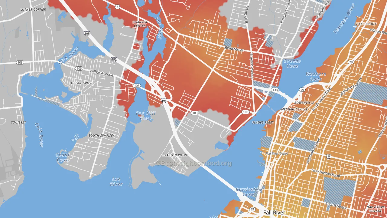 Transit Grade map of 02725, MA