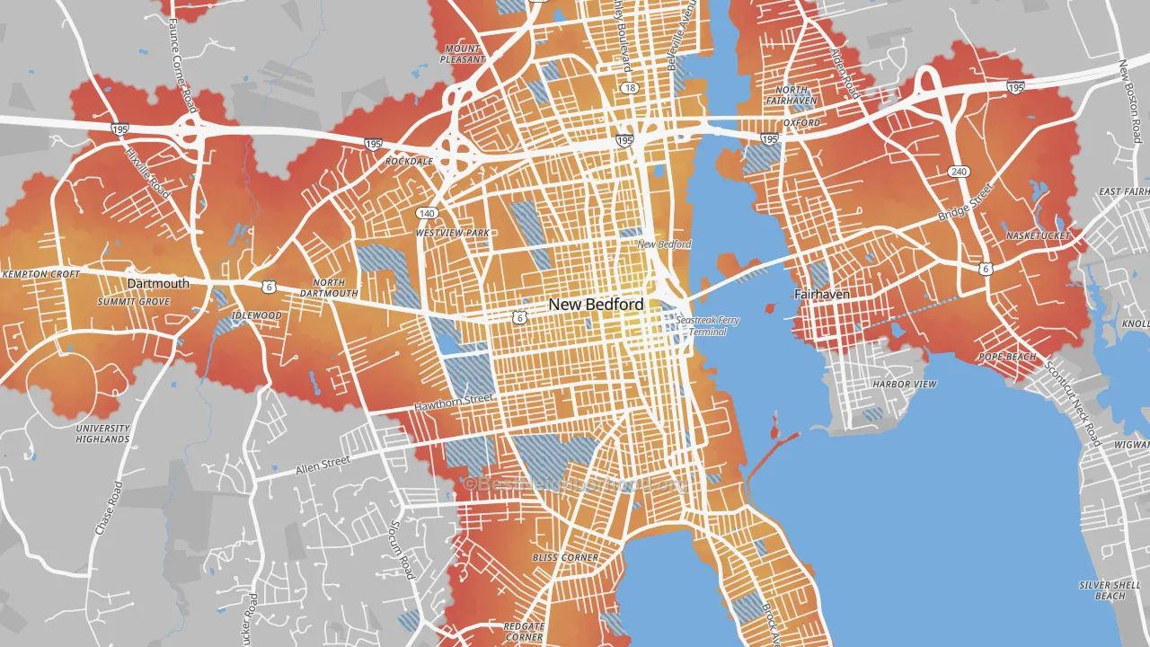 Transit Grade map of 02740, MA