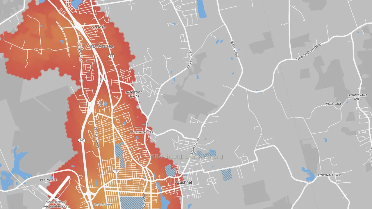 Transit Grade map of 02743, MA