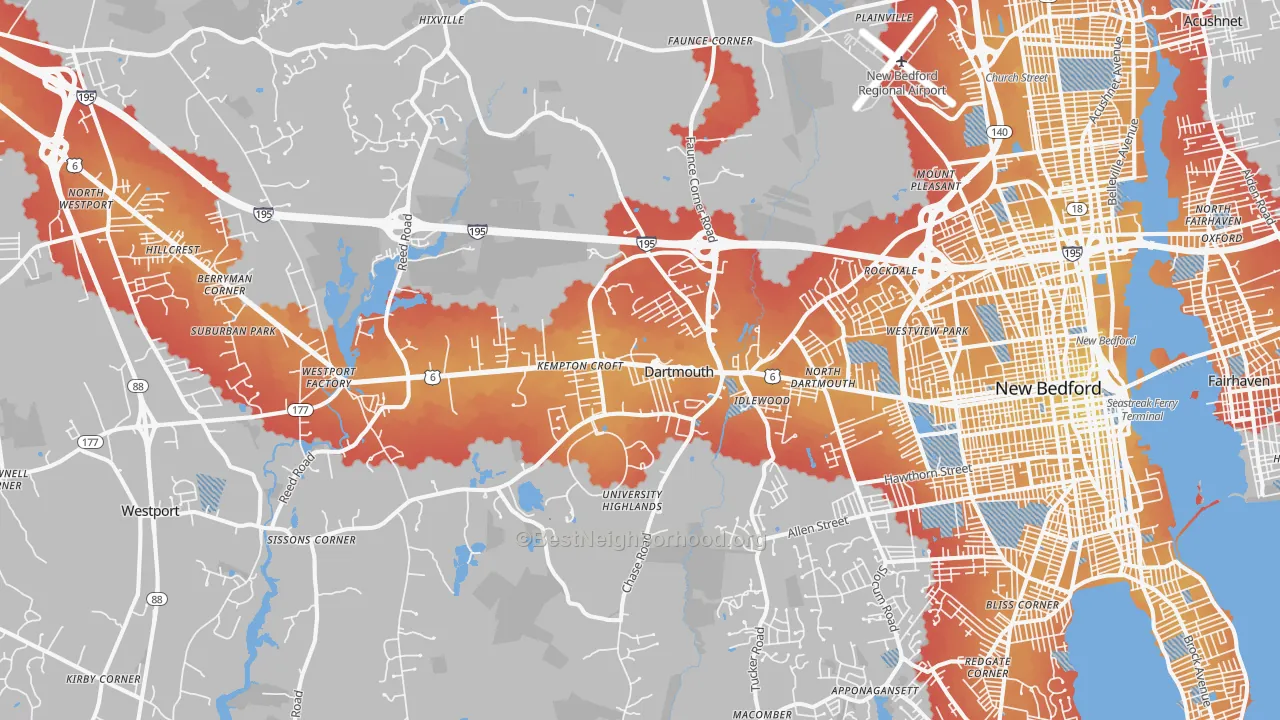 Transit Grade map of 02747, MA