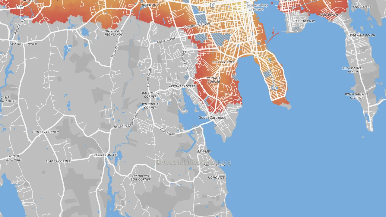 Transit Grade map of 02748, MA