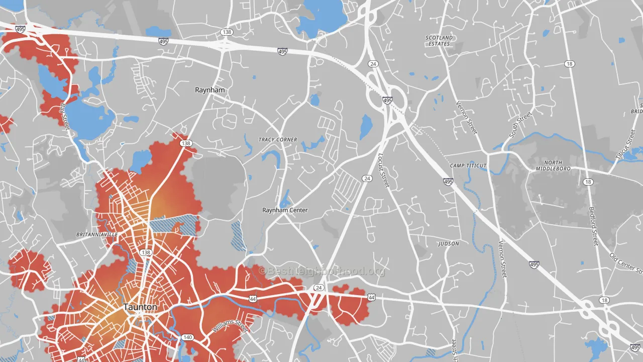 Transit Grade map of 02767, MA