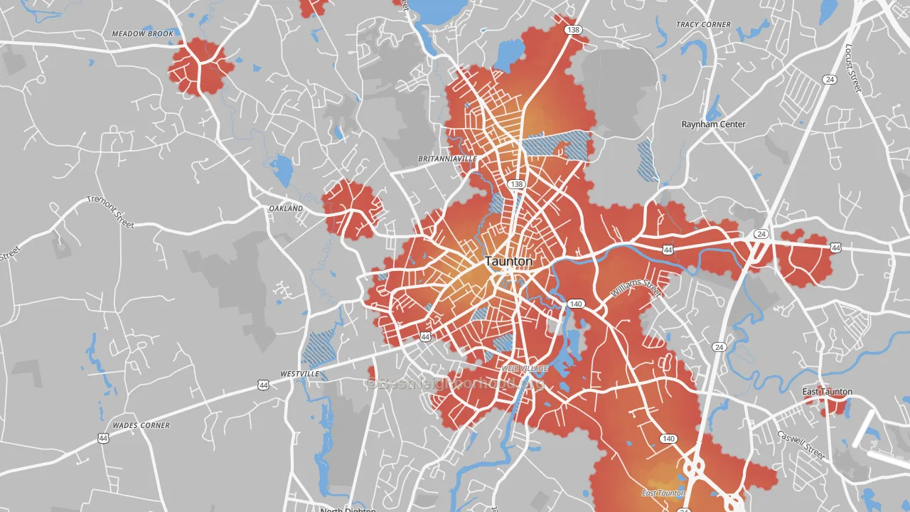 Transit Grade map of 02780, MA