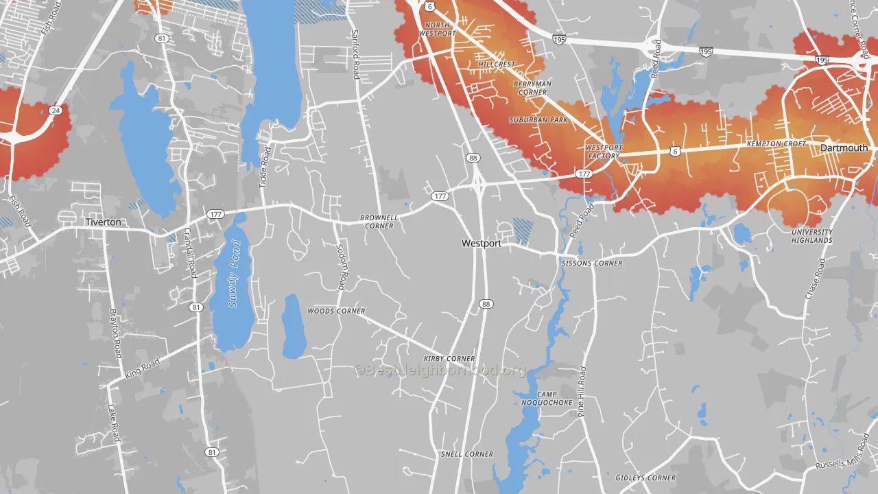 Transit Grade map of 02790, MA