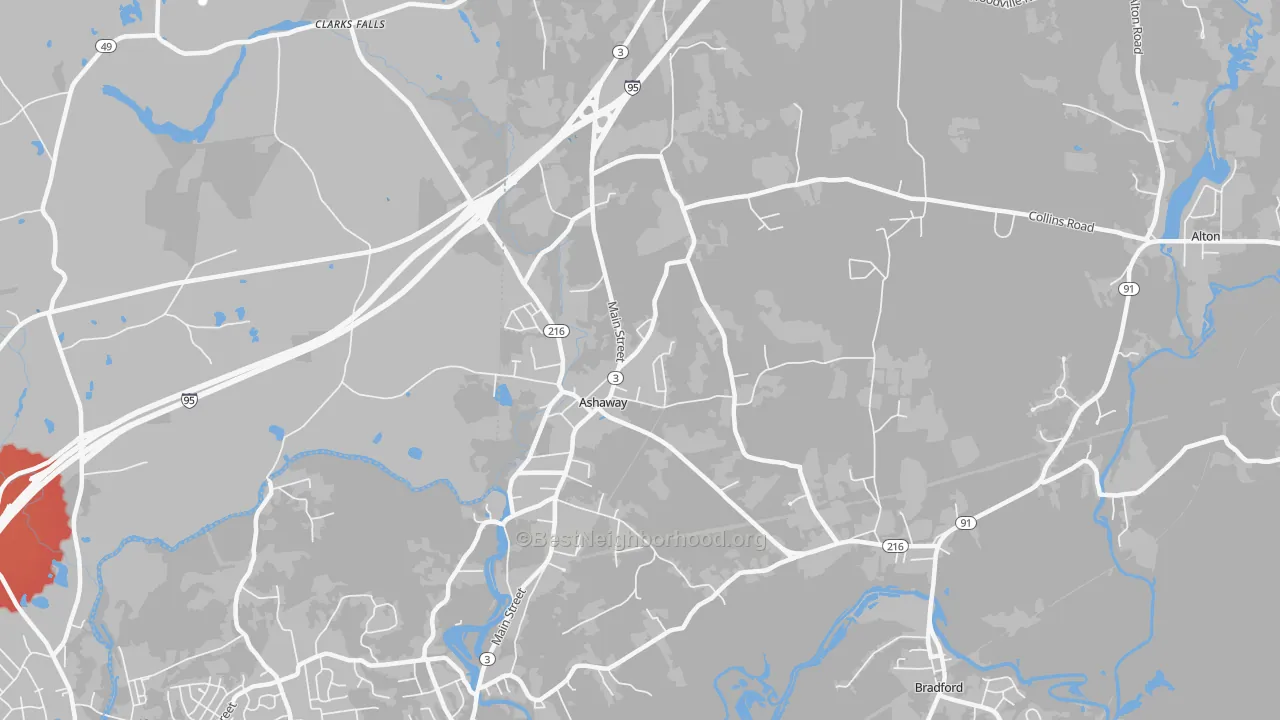 Transit Grade map of 02804, RI