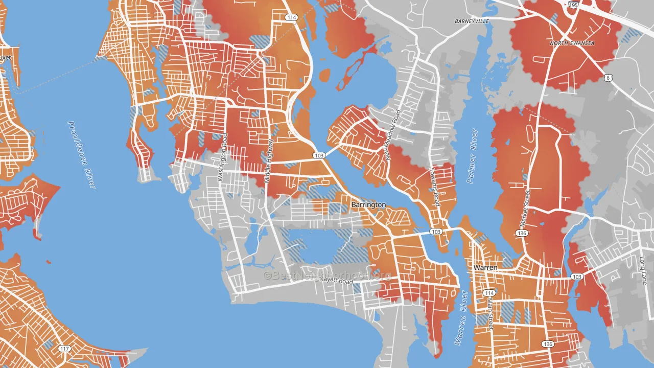 Transit Grade map of 02806, RI