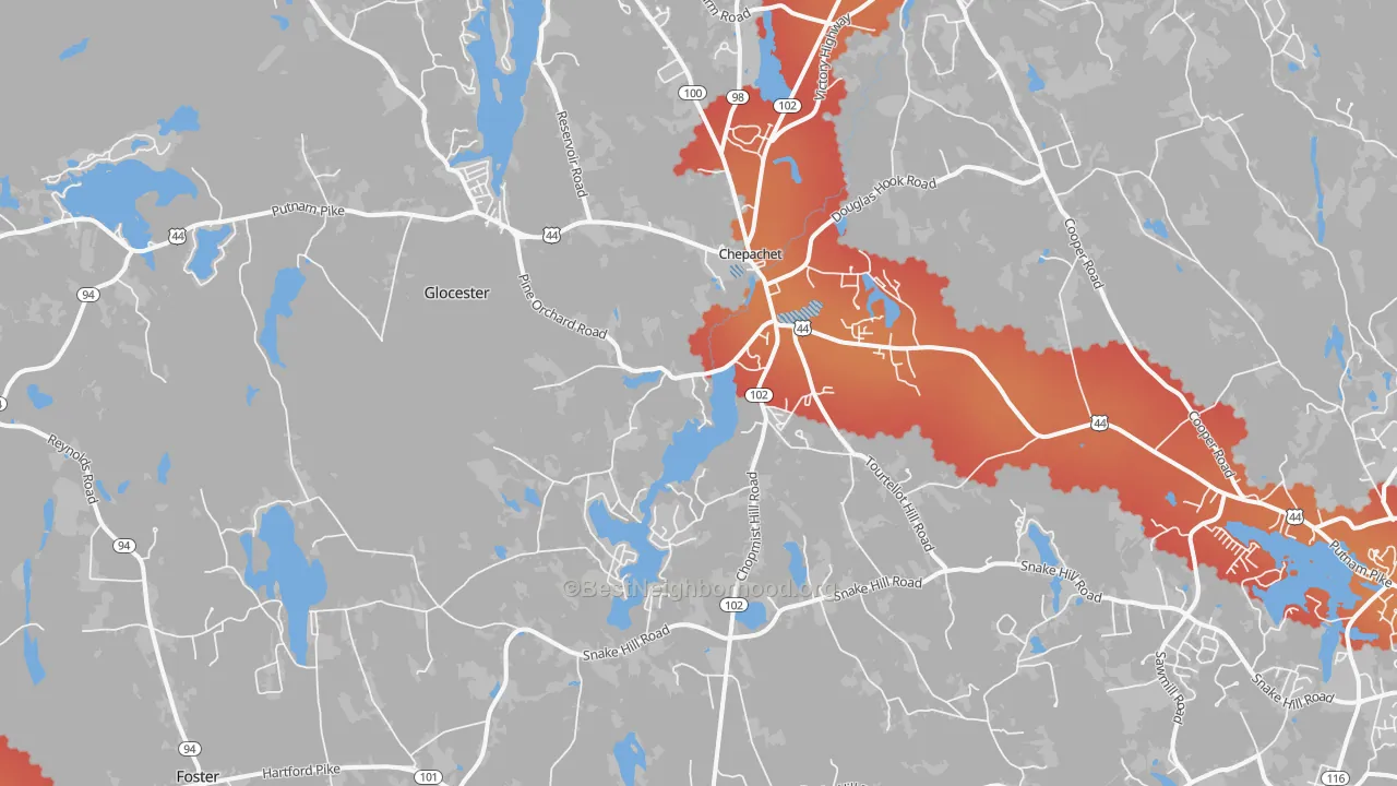 Transit Grade map of 02814, RI