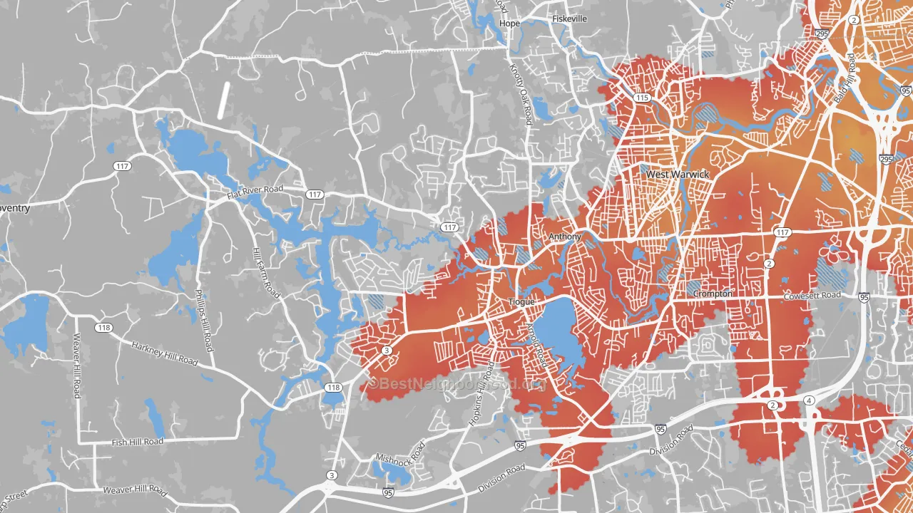 Transit Grade map of 02816, RI