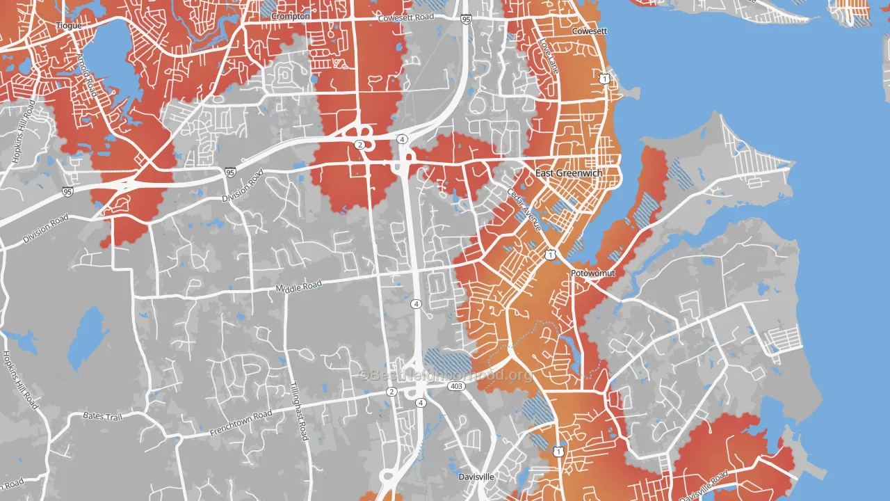 Transit Grade map of 02818, RI