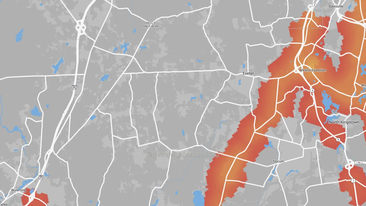 Transit Grade map of 02822, RI