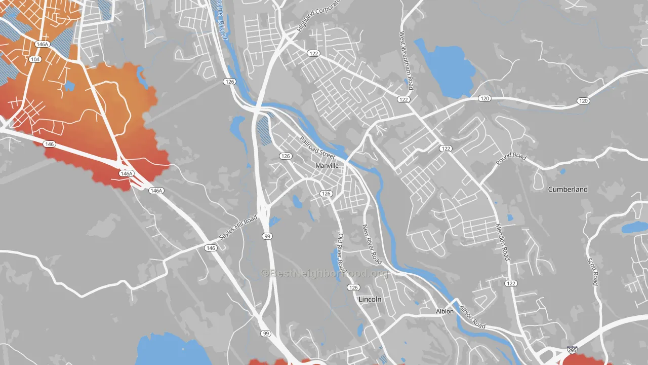 Transit Grade map of 02838, RI