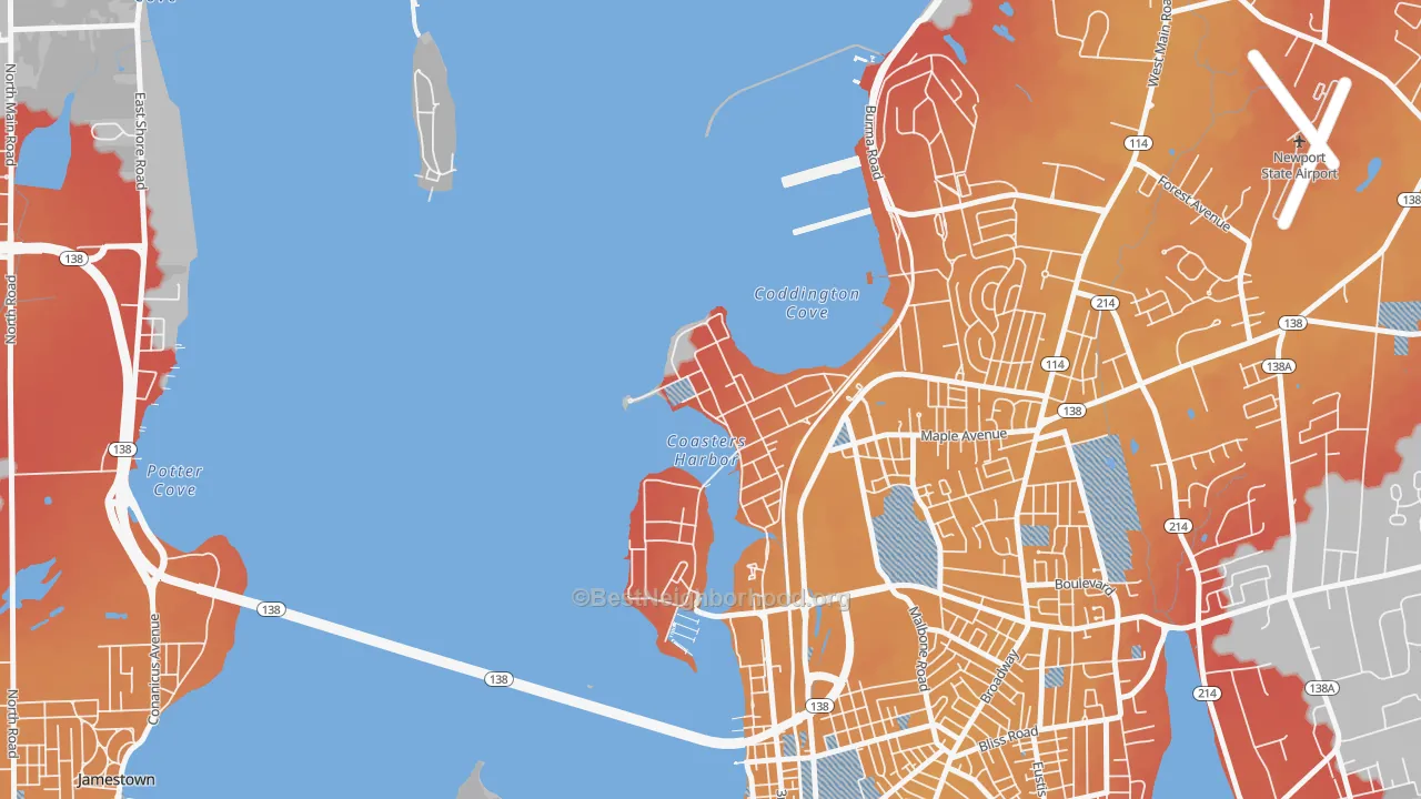 Transit Grade map of 02841, RI