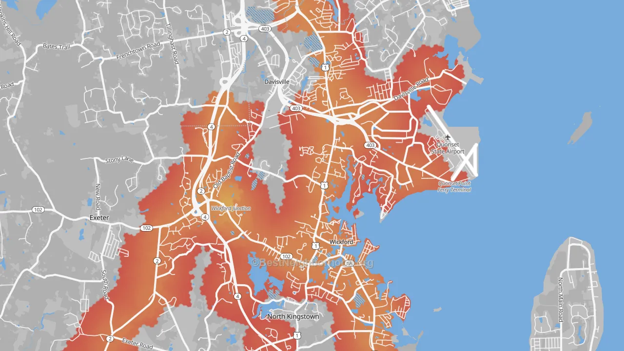 Transit Grade map of 02852, RI