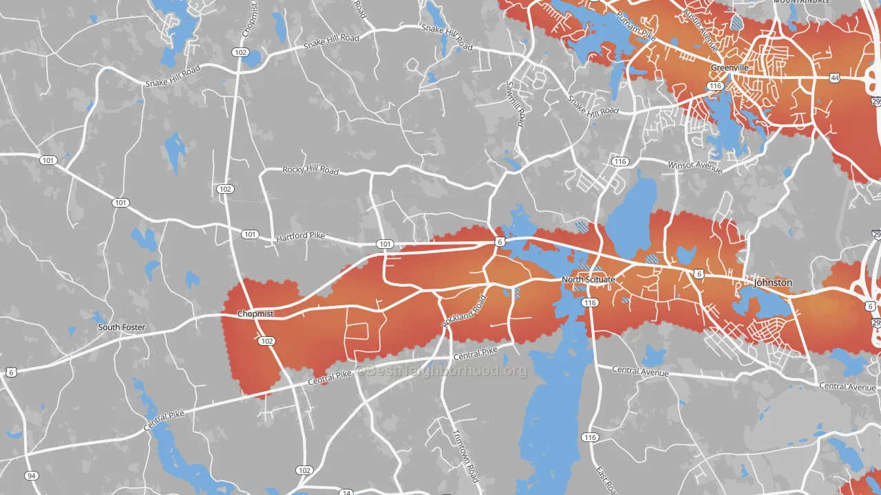 Transit Grade map of 02857, RI
