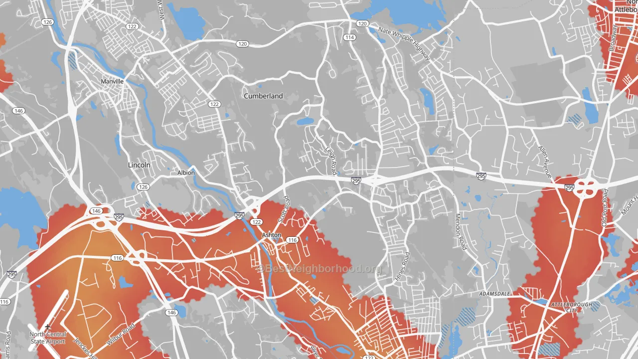 Transit Grade map of 02864, RI