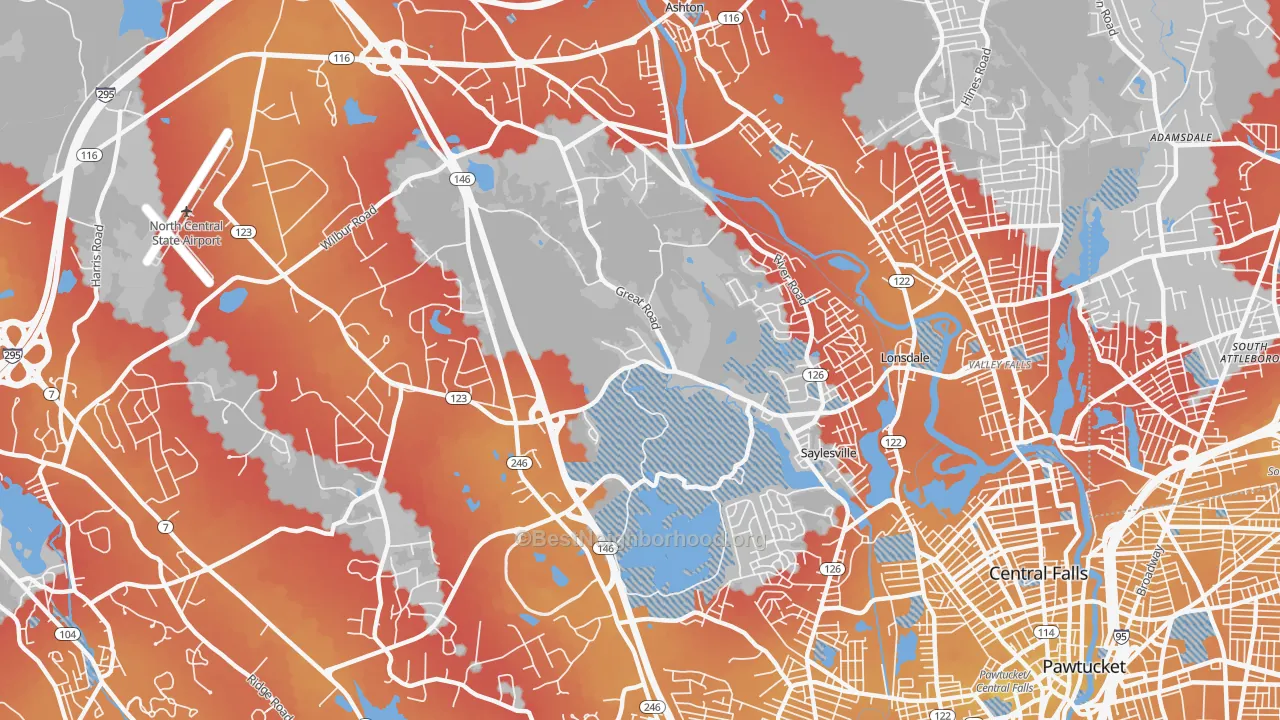Transit Grade map of 02865, RI