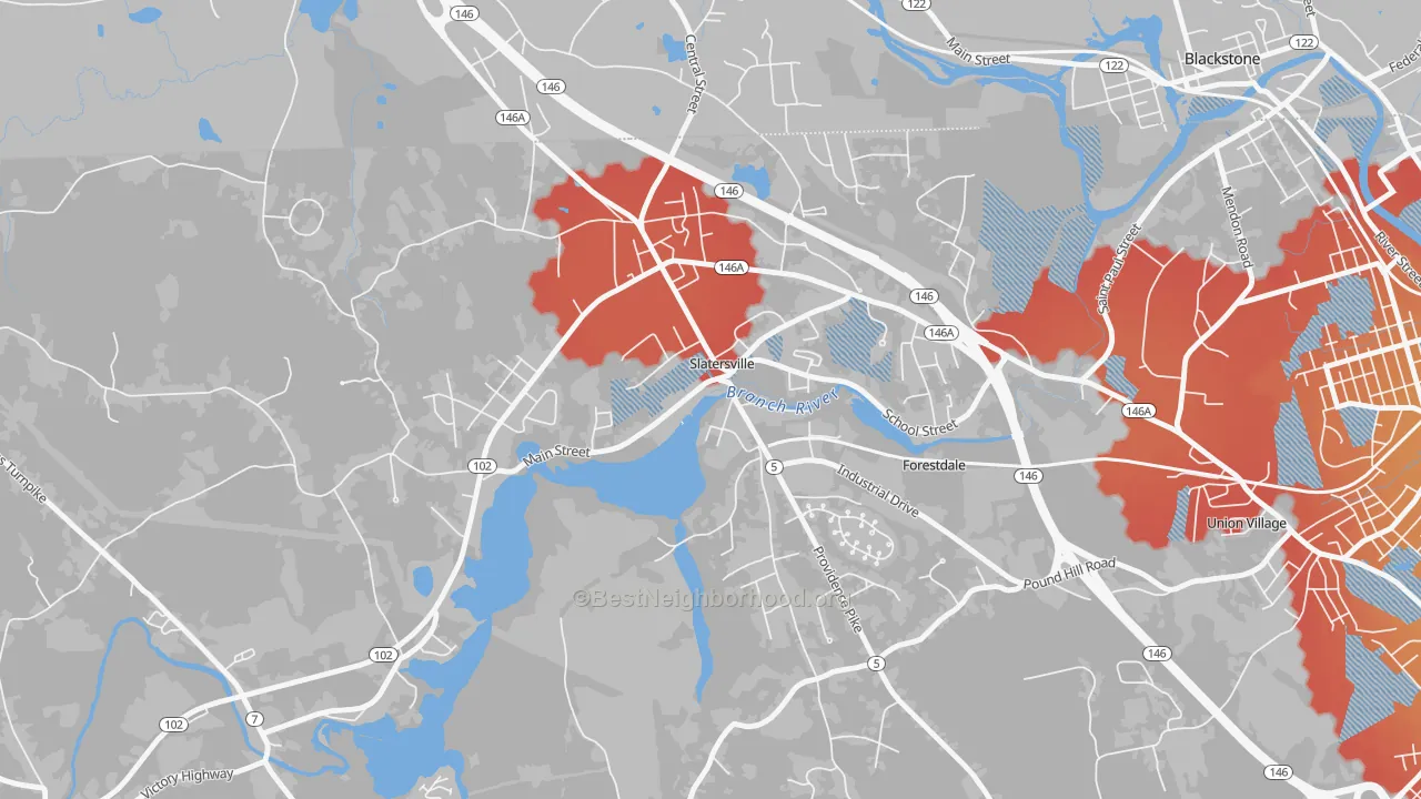 Transit Grade map of 02876, RI