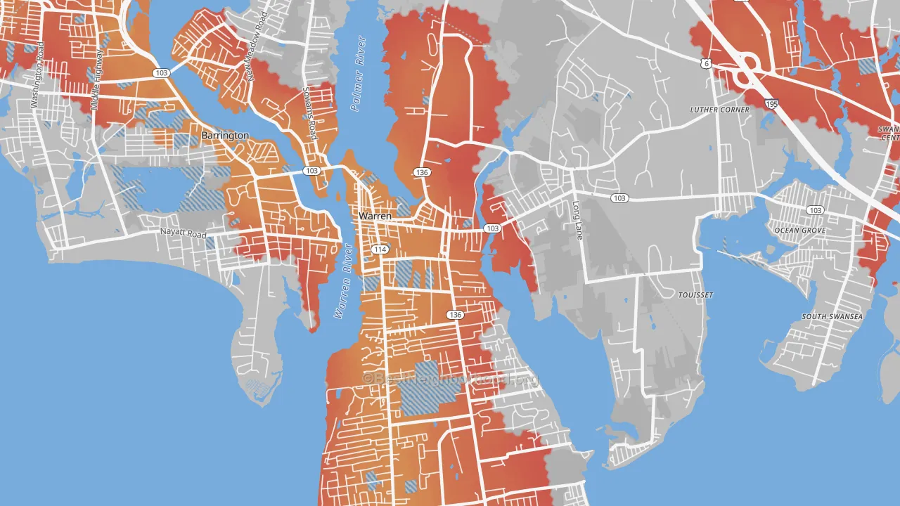 Transit Grade map of 02885, RI