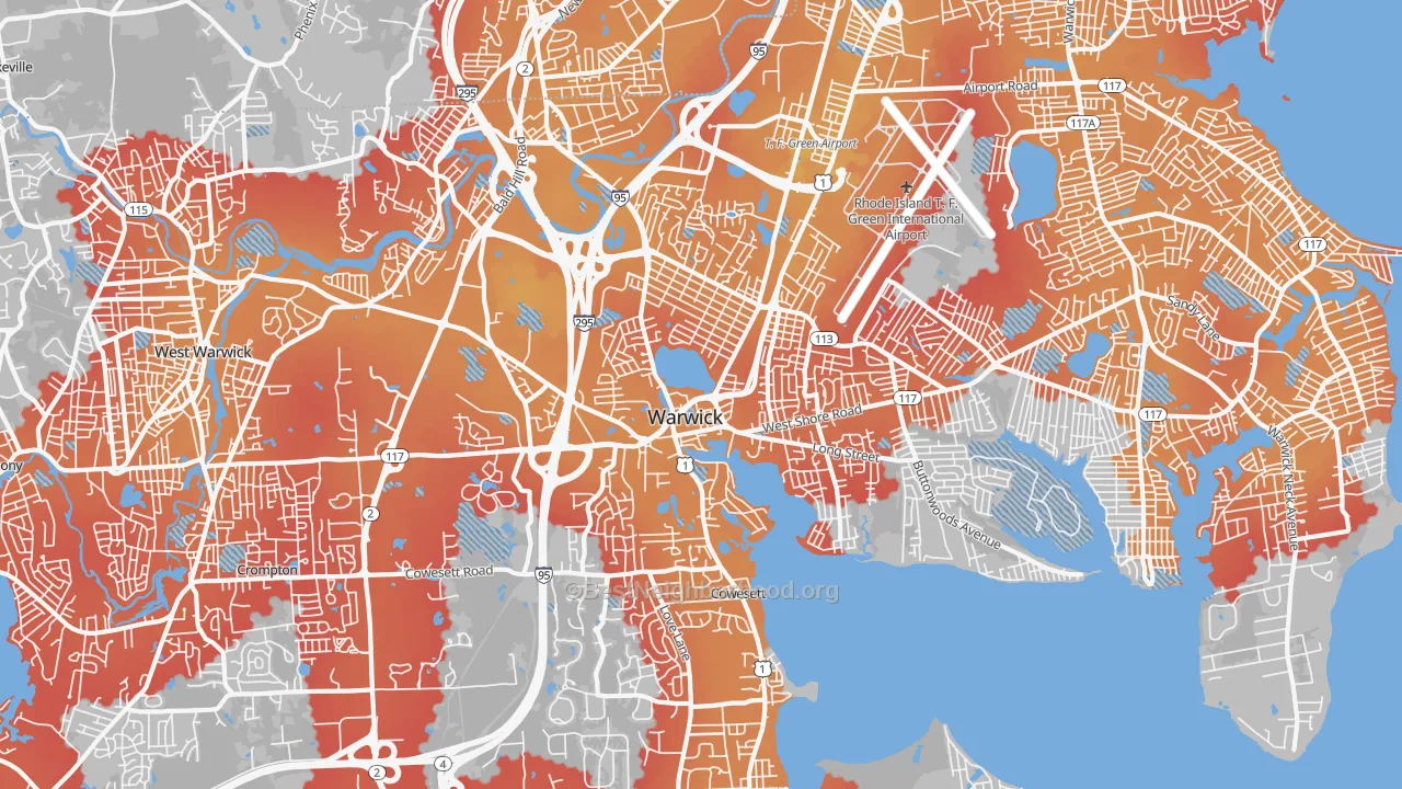 Transit Grade map of 02886, RI