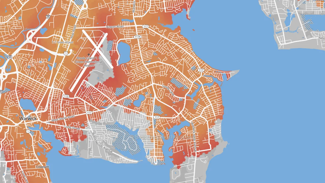 Transit Grade map of 02889, RI