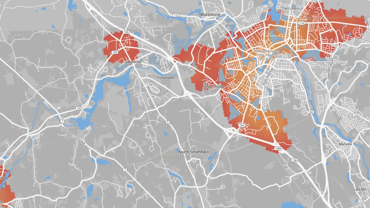 Transit Grade map of 02896, RI