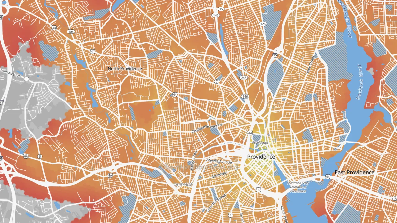 Transit Grade map of 02908, RI