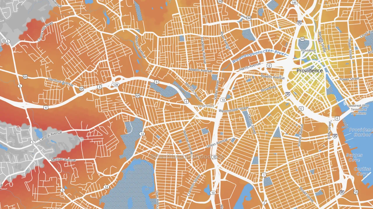 Transit Grade map of 02909, RI
