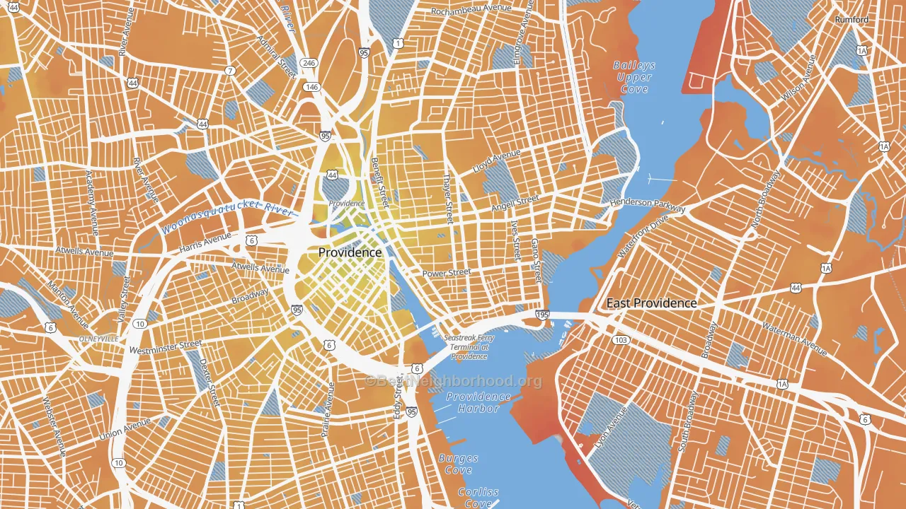 Transit Grade map of 02912, RI