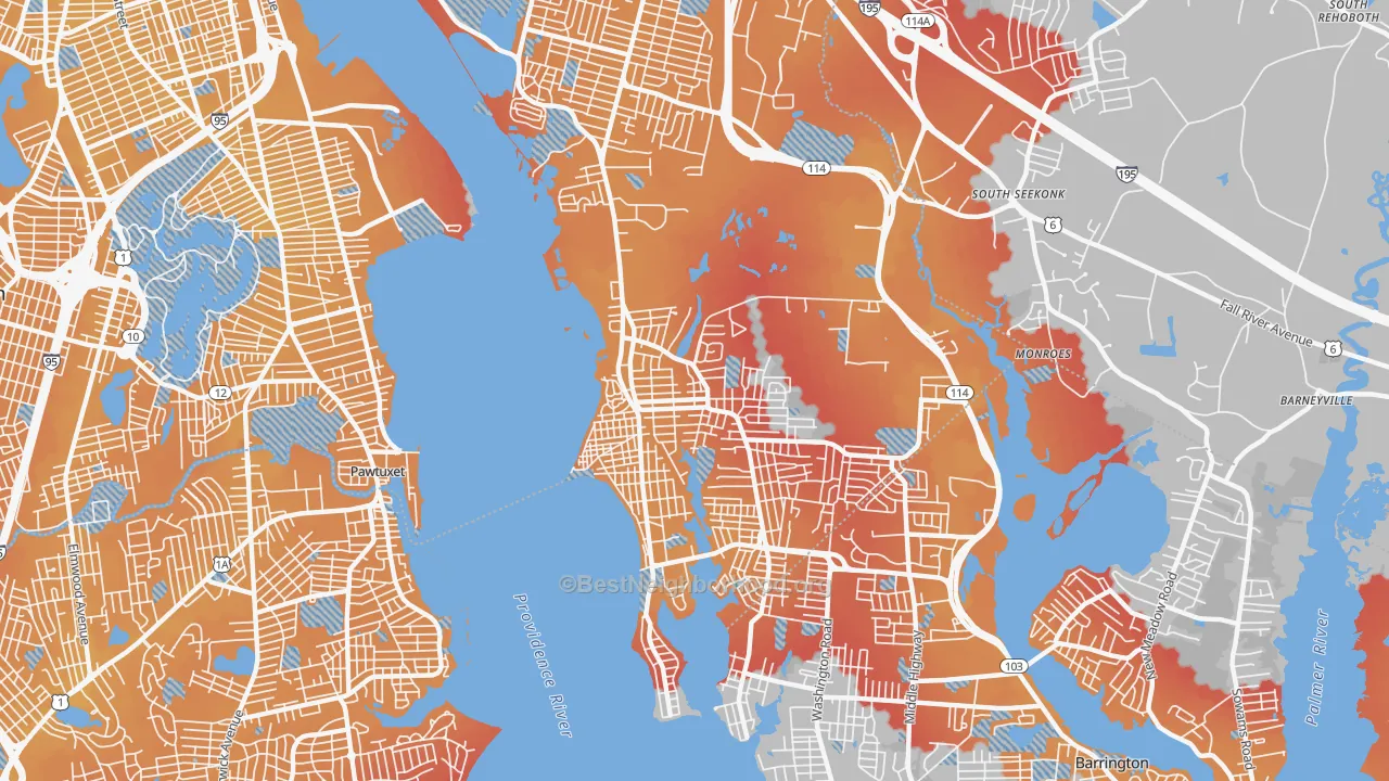 Transit Grade map of 02915, RI