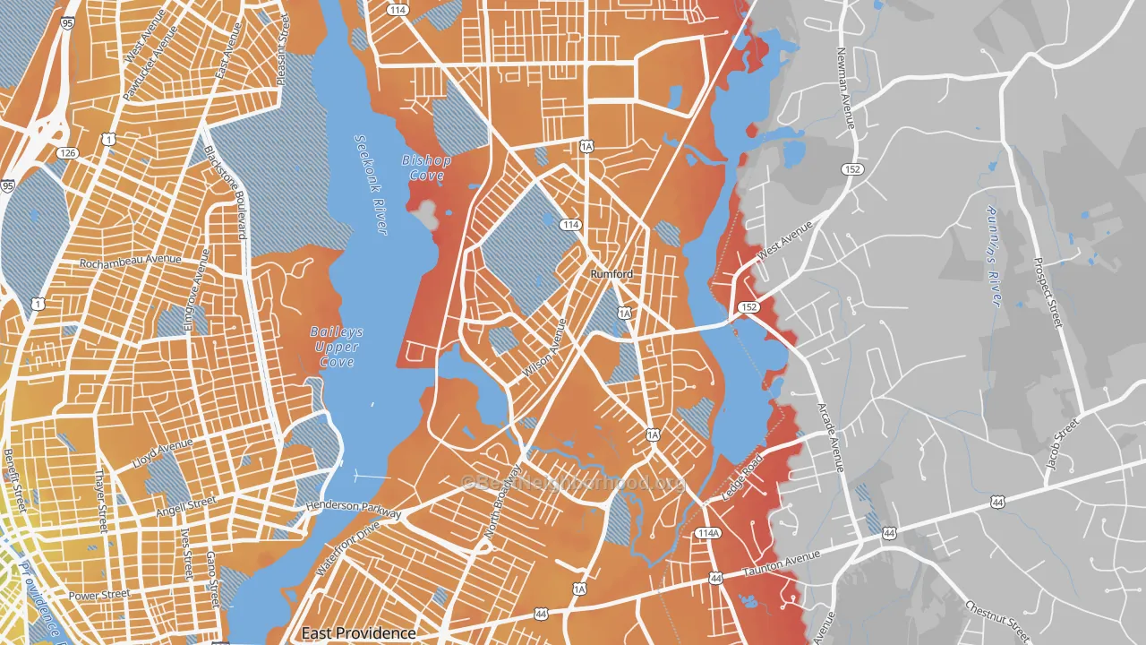 Transit Grade map of 02916, RI