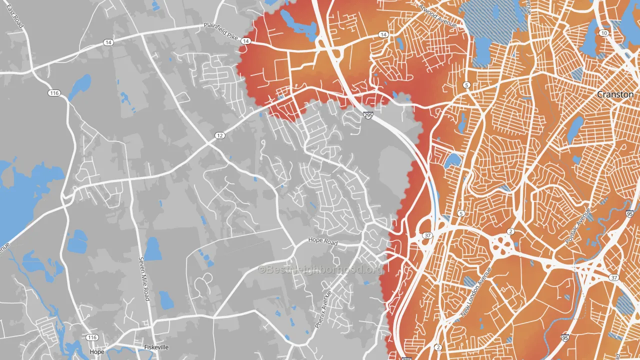 Transit Grade map of 02921, RI