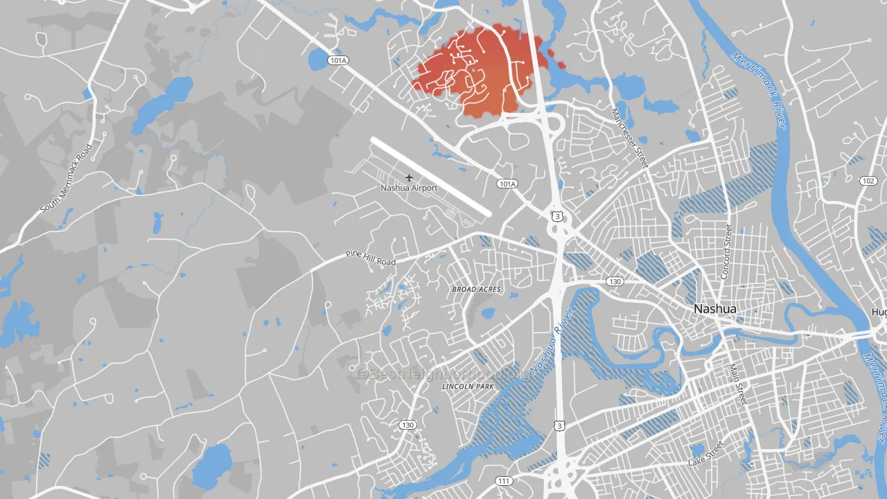 Transit Grade map of 03063, NH