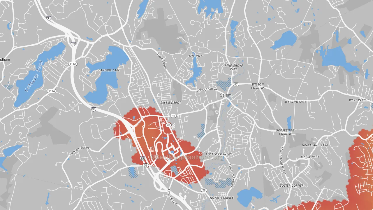 Transit Grade map of 03079, NH