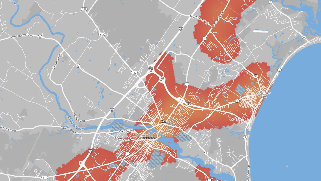Transit Grade map of 04072, ME