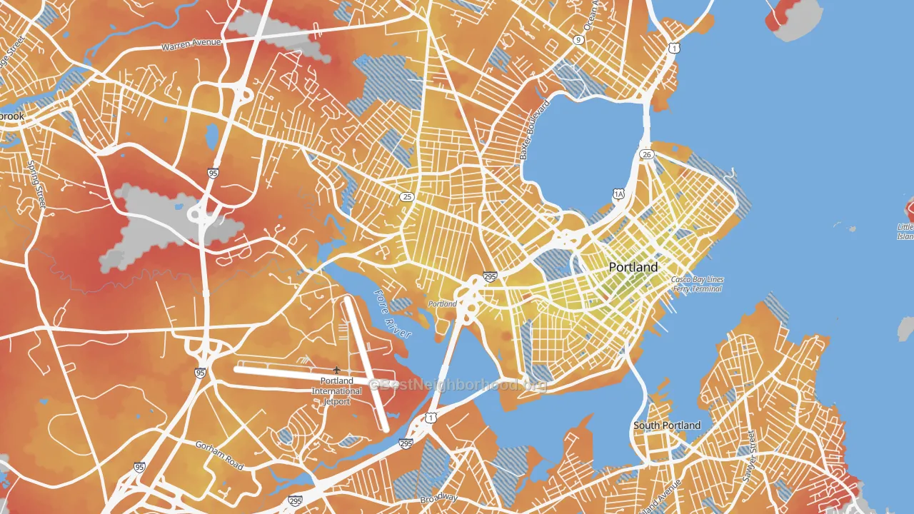 Transit Grade map of 04102, ME