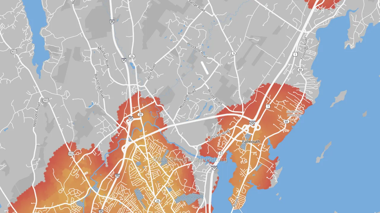 Transit Grade map of 04105, ME